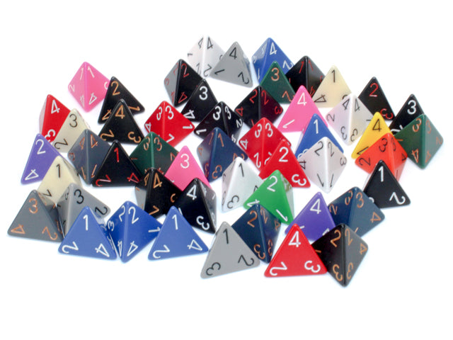 Bag of 50 Assorted Loose Opaque Polyhedral d4 Dice (Chessex) (29404)