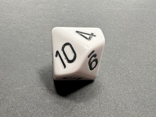 Opaque (1-10) White/black Single d10 (1 piece) (Chessex) (XQ1101)