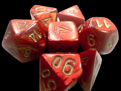 Scarab Mini-hedral Scarlet/gold 7-Die Set (Chessex) (20414)