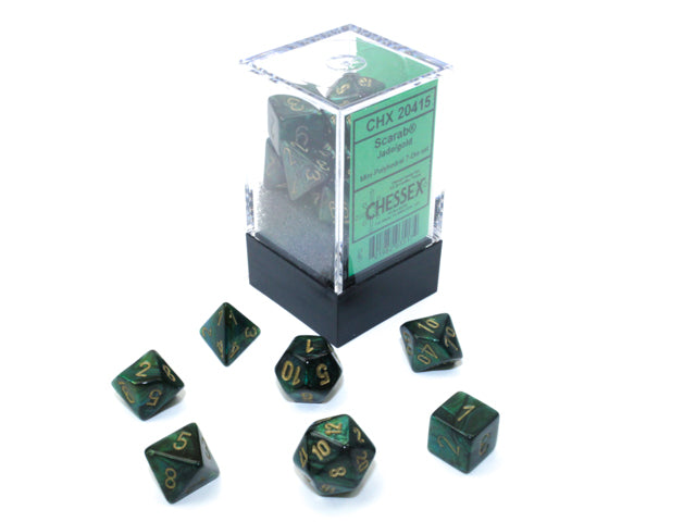 Scarab Mini-hedral Jade/gold 7-Die Set (Chessex) (20415)