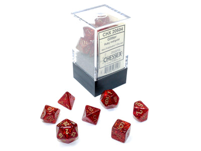 Glitter Mini-hedral Ruby Red/gold 7-Die Set (Chessex) (20504)