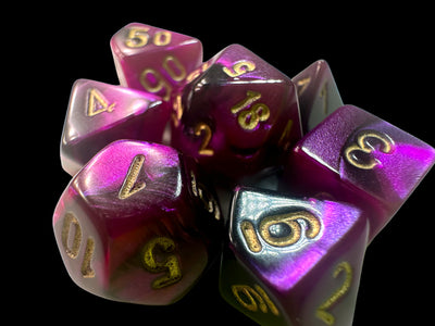 Gemini Mini-hedral Black-Purple/gold 7-Die Set (Chessex) (20640)