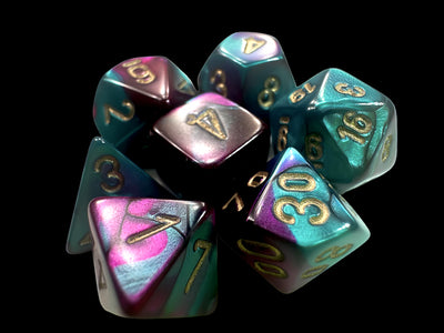 Gemini Mini-hedral Purple-Teal/gold 7-Die Set (Chessex) (20649)