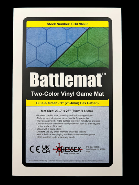 Battlemat 1" Reversible Blue-Green Hexes (Chessex) (96665)