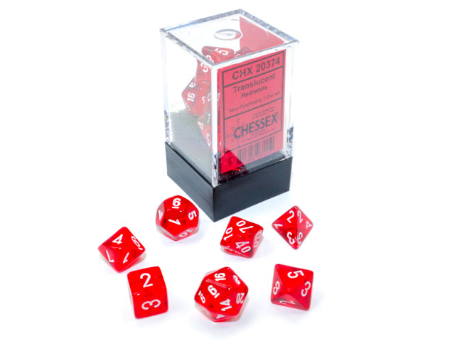 Translucent Mini-hedral Red/white 7-Die Set (Chessex) (20374)