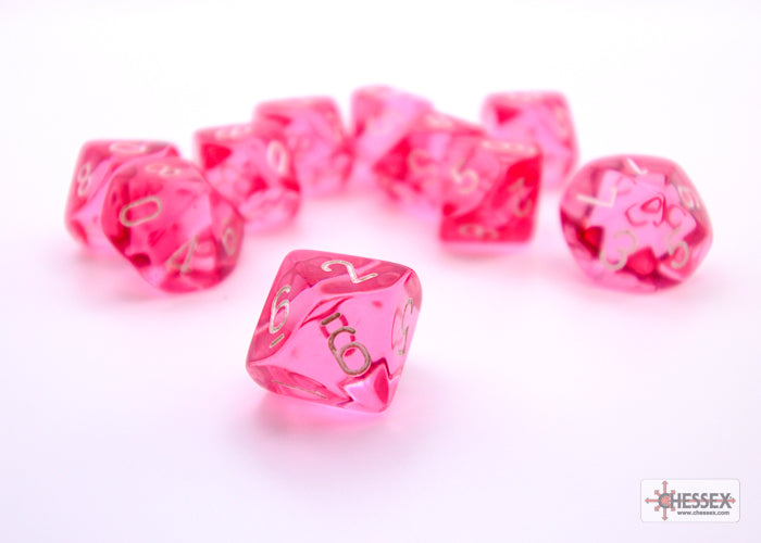 Translucent Pink/white Ten d10 Set (Chessex) (23284)