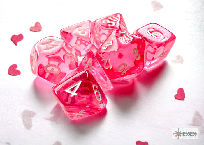 Translucent Mini-hedral Pink/white 7-Die Set (Chessex) (20384)