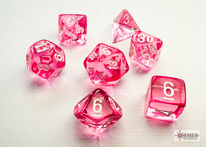 Translucent Mini-hedral Pink/white 7-Die Set (Chessex) (20384)