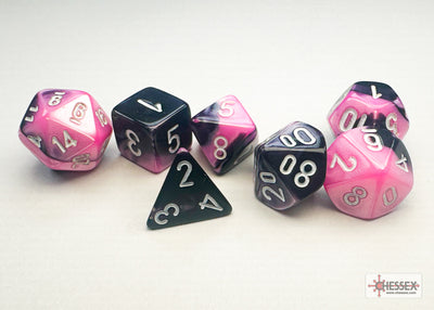 Gemini Mini-hedral Black-Pink/white 7-Die Set (Chessex) (20630)