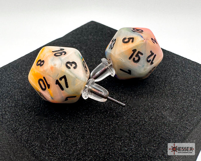 Stud Earrings Festive Circus Mini-Poly d20 Pair (Chessex) (54506)