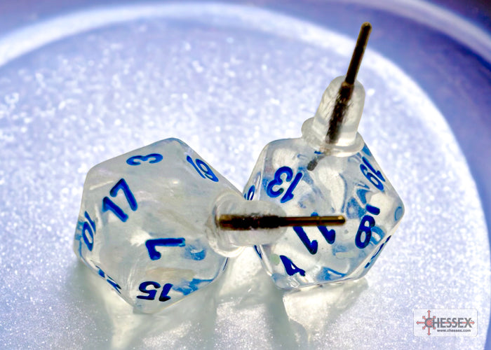 Stud Earrings Borealis Icicle Mini-Poly d20 Pair (Chessex) (54511)