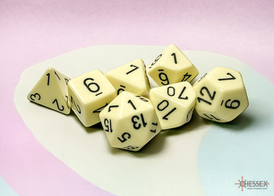 Opaque Pastel Yellow/black Polyhedral 7-Dice Set (Chessex) (25462)