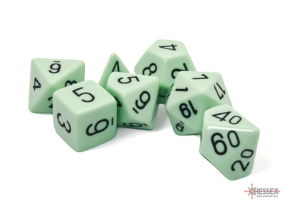 Opaque Pastel Green/black Polyhedral 7-Dice Set (Chessex) (25465)
