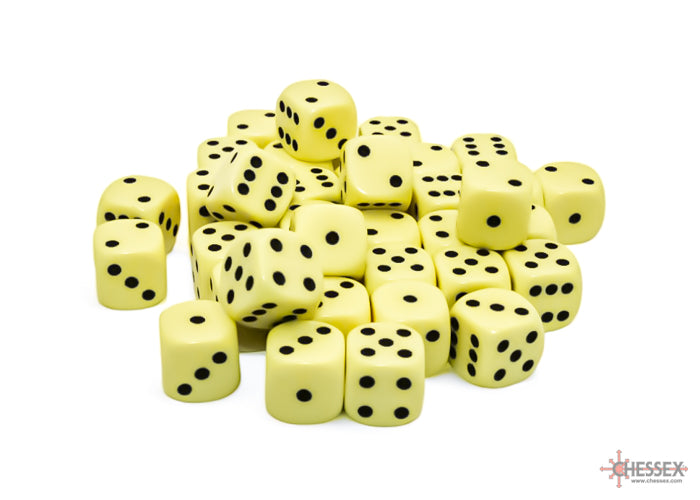 Opaque Pastel Yellow/black 12mm d6 Dice Block™ (36 dice) (Chessex) (25862)