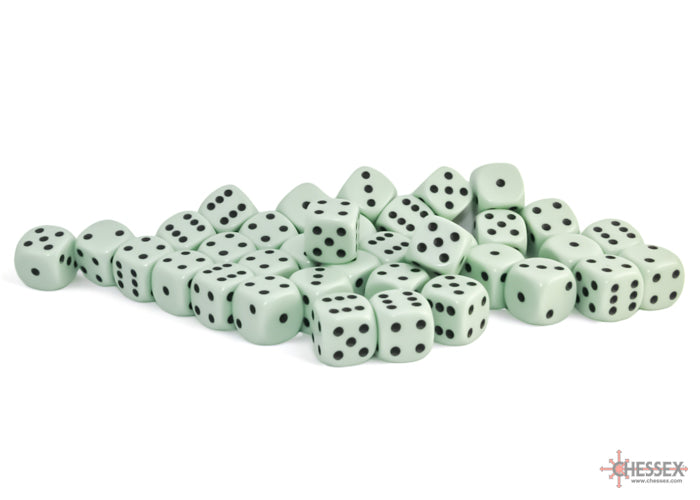 Opaque Pastel Green/black 12mm d6 Dice Block (36 dice) (Chessex) (25865)