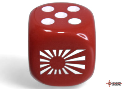 Japan War Dice Opaque Red/white 16mm d6 Dice Block (12 dice) (Chessex) (29062)