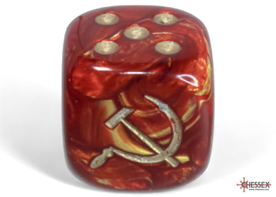 Soviet Union War Dice Scarab Scarlet/gold 16mm d6 Dice Block (12 dice) (Chessex) (29063)