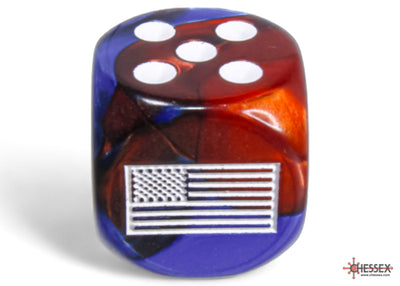 United States War Dice Gemini Blue-Red/white 16mm d6 Dice Block (12 dice) (Chessex) (29065)