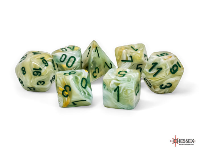 Marble Mega-hedral Green/dark green 7-Die Set (Chessex) (22409)