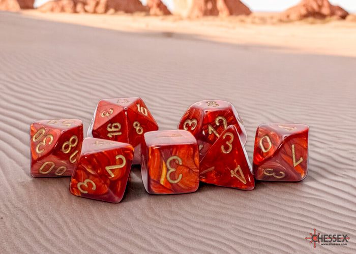 Scarab Mega-hedral Scarlet/gold 7-Die Set (Chessex) (22414)