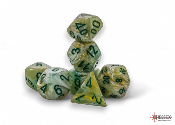 Marble Mega-hedral Green/dark green 7-Die Set (Chessex) (22409)