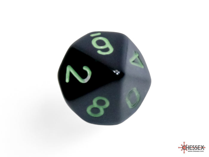 Opaque Black/green Polyhedral 7-Dice Set (Chessex) (25458)
