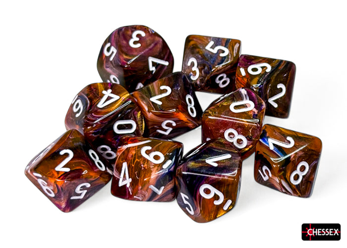 Festive Symphony/white Set of Ten d10s (Chessex) (27343)