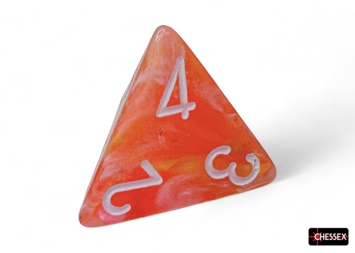 Festive Dahlia/white Luminary Polyhedral 7-Dice Set (Chessex) (27553)