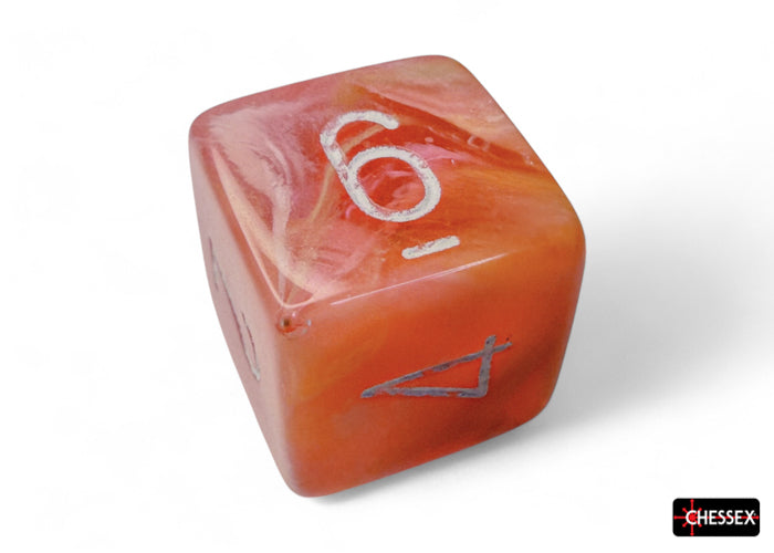 Festive Dahlia/white Luminary Polyhedral 7-Dice Set (Chessex) (27553)