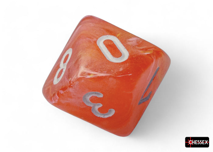 Festive Dahlia/white Luminary Polyhedral 7-Dice Set (Chessex) (27553)
