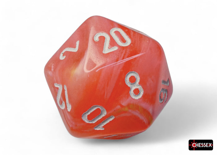 Festive Dahlia/white Luminary Polyhedral 7-Dice Set (Chessex) (27553)