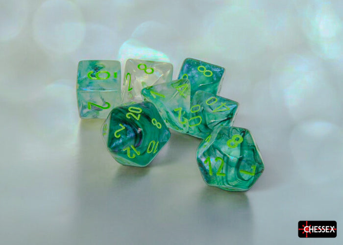 Borealis Kelp/light green Luminary Polyhedral 7-Dice Set (Chessex) (27595)