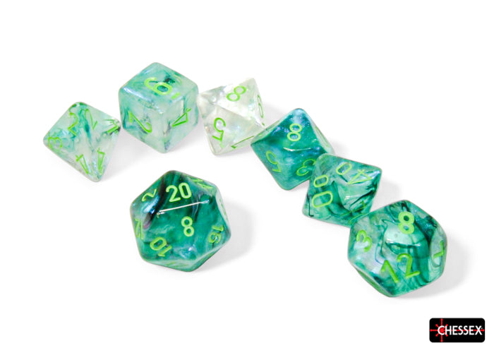 Borealis Kelp/light green Luminary Polyhedral 7-Dice Set (Chessex) (27595)