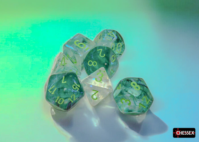 Borealis Kelp/light green Luminary Polyhedral 7-Dice Set (Chessex) (27595)