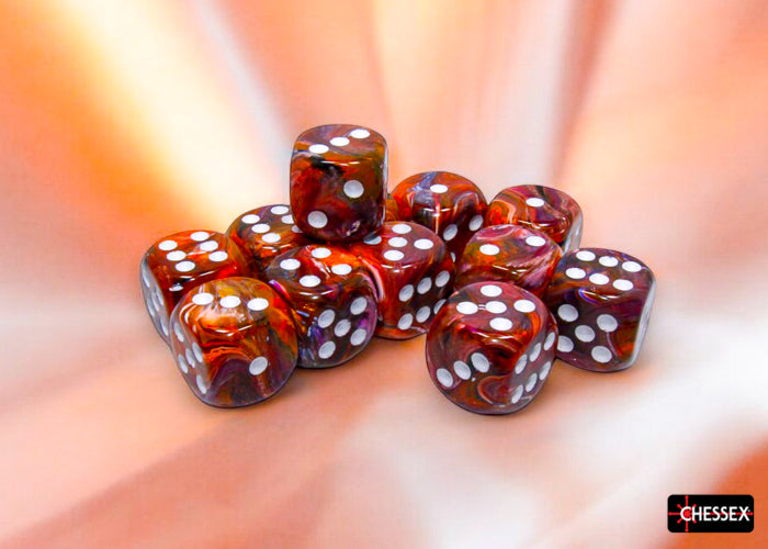 Festive Symphony/white 16mm d6 Dice Block (12 dice) (Chessex) (27743)