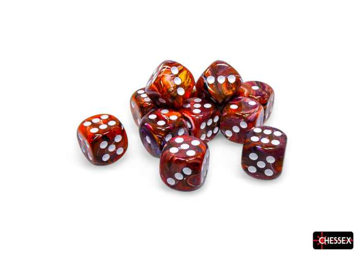 Festive Symphony/white 16mm d6 Dice Block (12 dice) (Chessex) (27743)