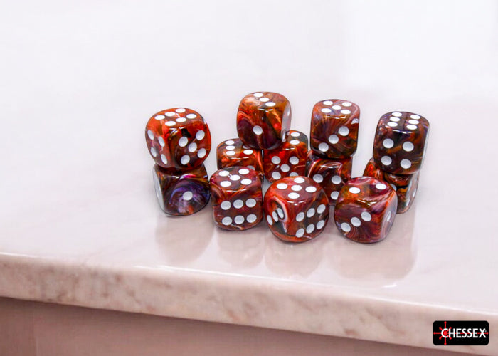 Festive Symphony/white 16mm d6 Dice Block (12 dice) (Chessex) (27743)