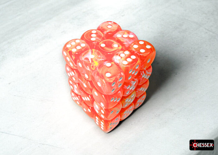 Festive Dahlia/white Luminary 12mm d6 Dice Block (36 dice) (Chessex) (27953)