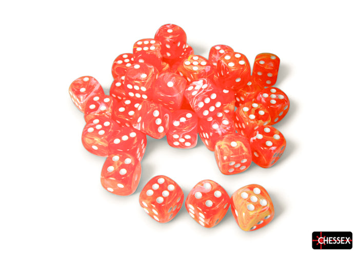 Festive Dahlia/white Luminary 12mm d6 Dice Block (36 dice) (Chessex) (27953)