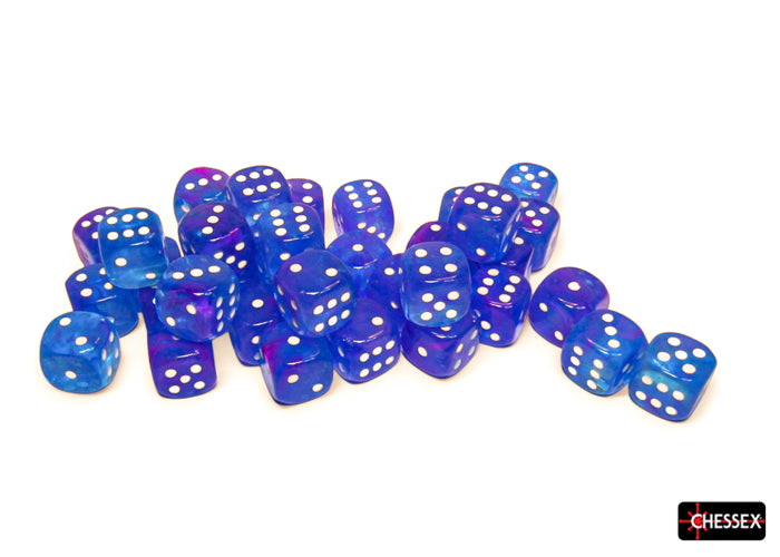 Nebula Aura/white Luminary 12mm d6 Dice Block (36 dice) (Chessex) (27967)