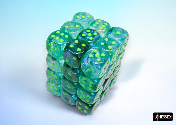Borealis Kelp/light green Luminary 12mm d6 Dice Block (36 dice) (Chessex) (27995)