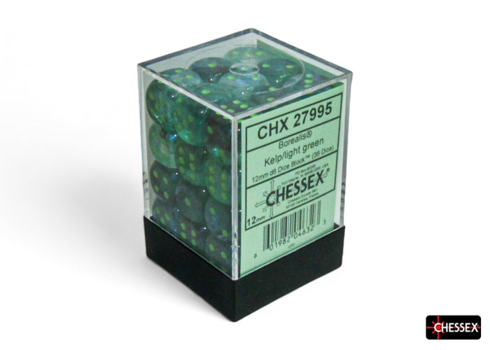 Borealis Kelp/light green Luminary 12mm d6 Dice Block (36 dice) (Chessex) (27995)