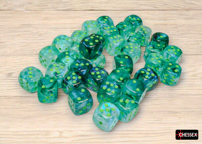 Borealis Kelp/light green Luminary 12mm d6 Dice Block (36 dice) (Chessex) (27995)