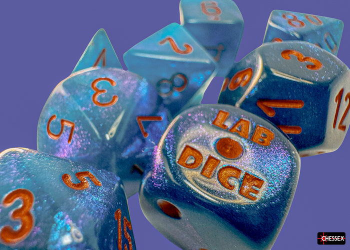 Borealis Midnight/copper Polyhedral 7-Dice Set (with bonus die) (Chessex) (30069)
