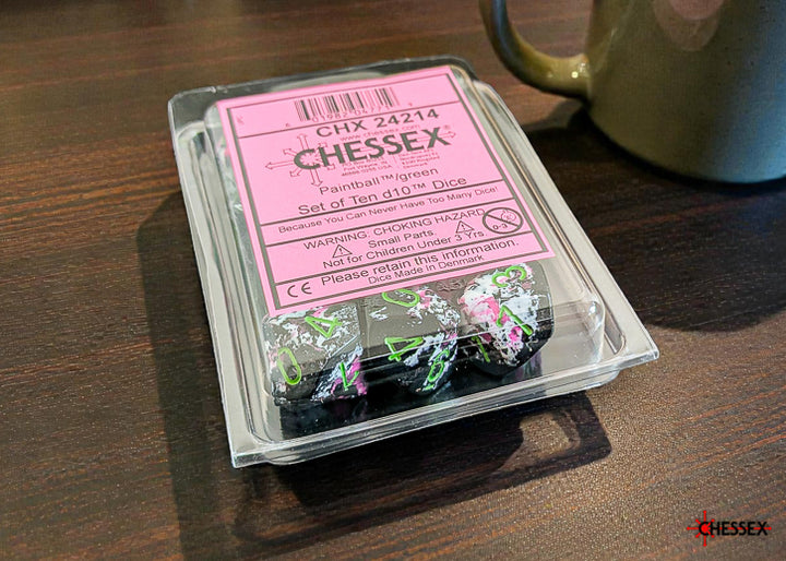 Brush Paintball/green Set of Ten d10s (Chessex) (24214)