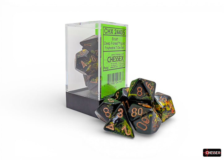 Brush Polyhedral Deep Forest/gold 7-Die Set (Chessex) (24405)
