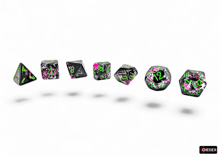 Brush Polyhedral Paintball/green 7-Die Set (Chessex) (24414)