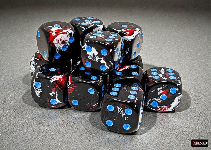 Brush Dark Side/blue 16mm d6 Dice Block (12 dice) (Chessex) (24608)