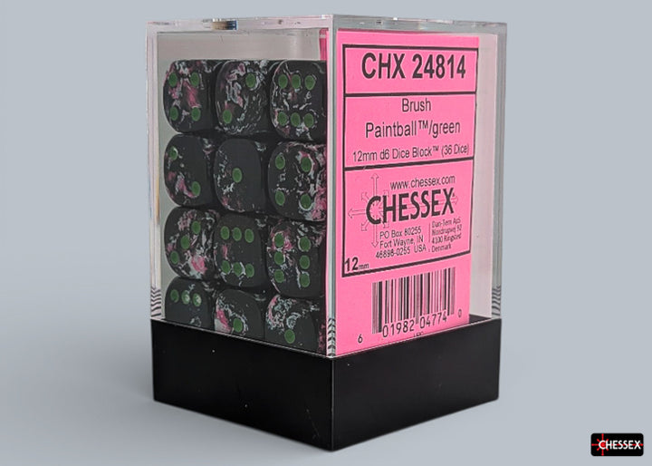 Brush Paintball/green 12mm d6 Dice Block (36 dice) (Chessex) (24814)