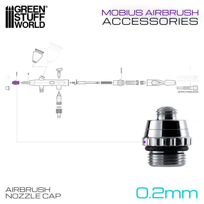 0.2mm Airbrush Nozzle Cap for Mobius Airbrush (Green Stuff World)